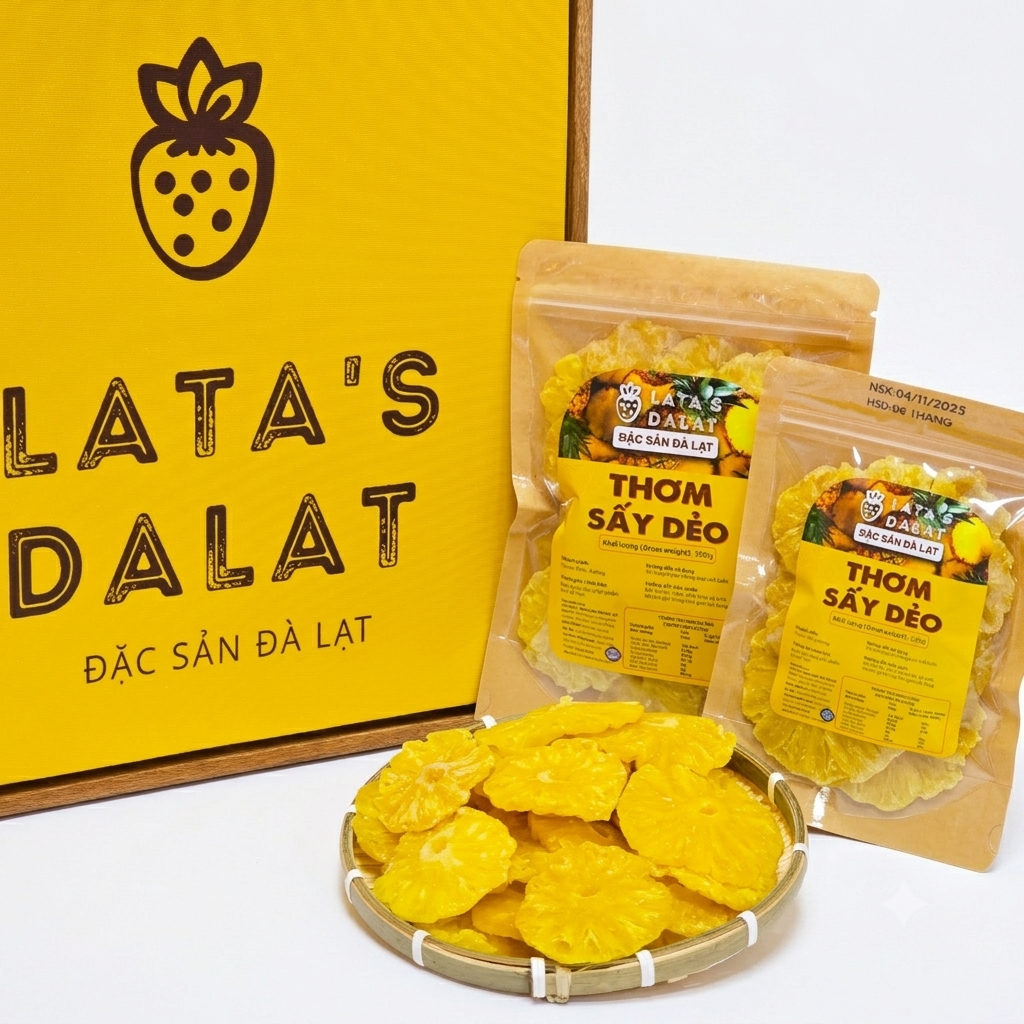 SOFT-DRIED PINEAPPLE 250G – VIETNAM | NATURAL-STYLE TROPICAL FRUIT SNACK IN BOX