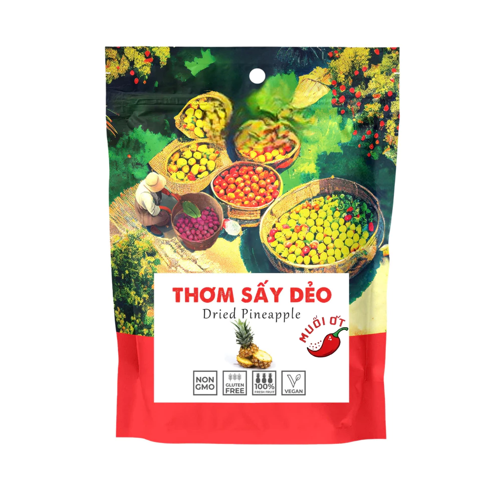 SOFT-DRIED CHILI-SALT PINEAPPLE 500G – VIETNAM | SELECTED TROPICAL FRUIT SNACK