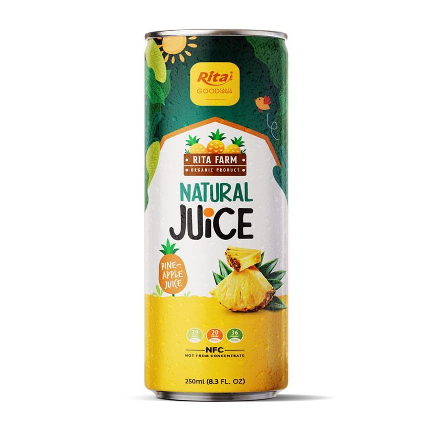 250ML CANNED PINEAPPLE FRUIT JUICE – VIETNAM | OEM SOFT DRINK WITH SMOOTH FRUIT FLAVOR