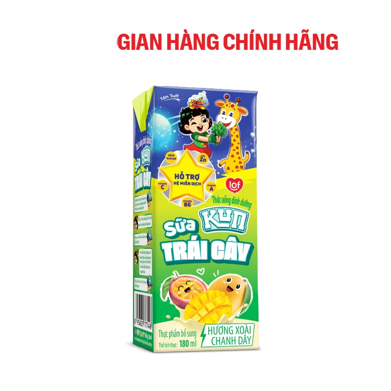 KUN MANGO-FLAVORED FRUIT MILK 180ML – VIETNAM | 48-BOX CASE FOR WHOLESALE & EXPORT