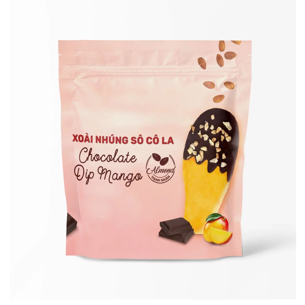 CHOCOLATE-DIPPED ALMOND SOFT-DRIED MANGO 100G – VIETNAM | PREMIUM TROPICAL FRUIT SNACK