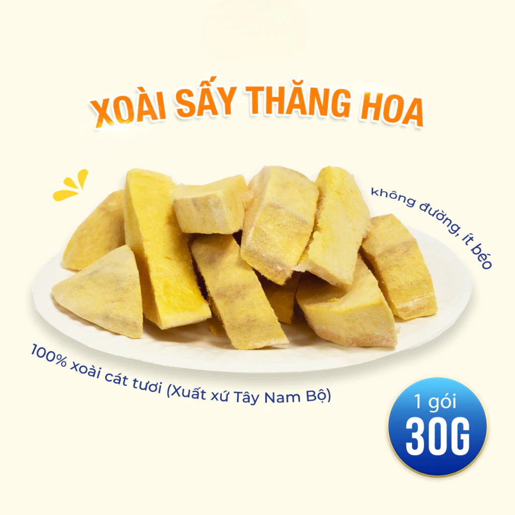 FREEZE-DRIED CAT MANGO 30G – VIETNAM | PURE CRISPY TROPICAL FRUIT SNACK