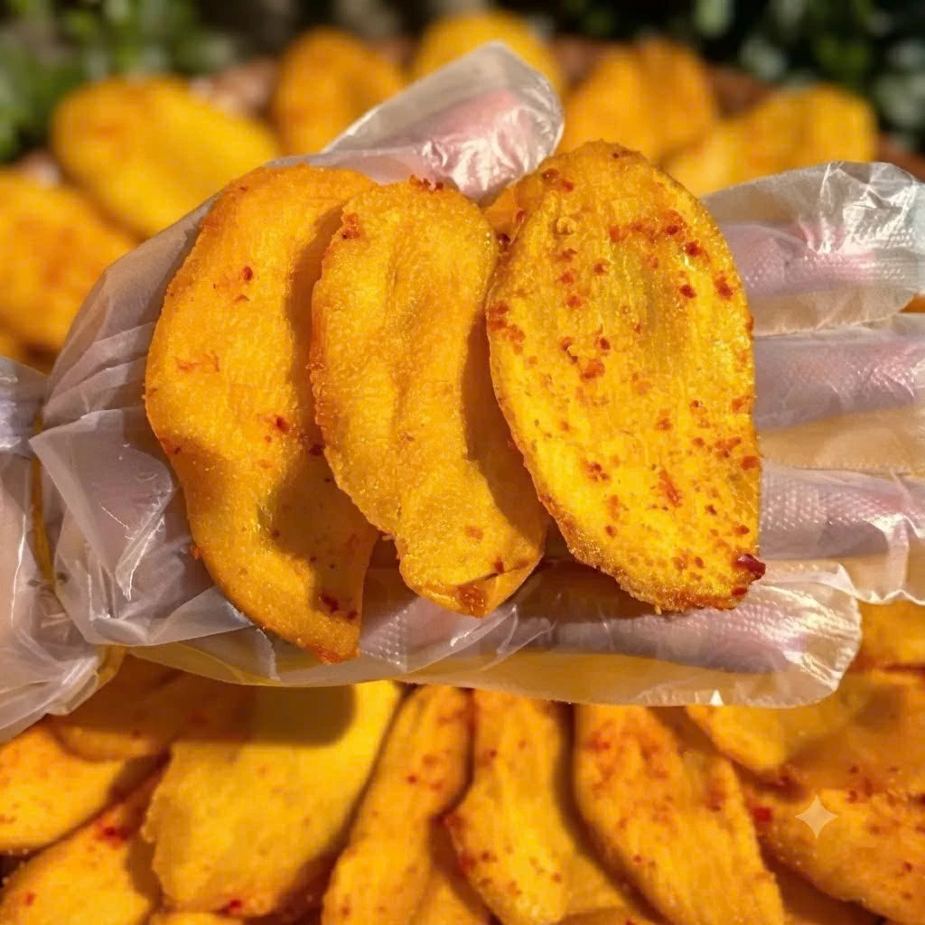 SOFT-DRIED WHOLE MANGO WITH CHILI SALT 500G – VIETNAM | SPICY, TANGY & CHEWY FRUIT SNACK