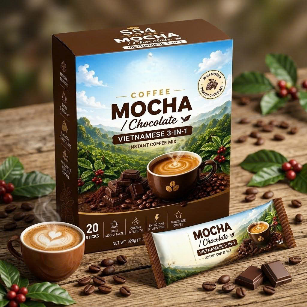 S54 VIETNAMESE MOCHA 3-IN-1 INSTANT COFFEE 20 SACHETS – CAFFEINATED PREMIUM BLEND