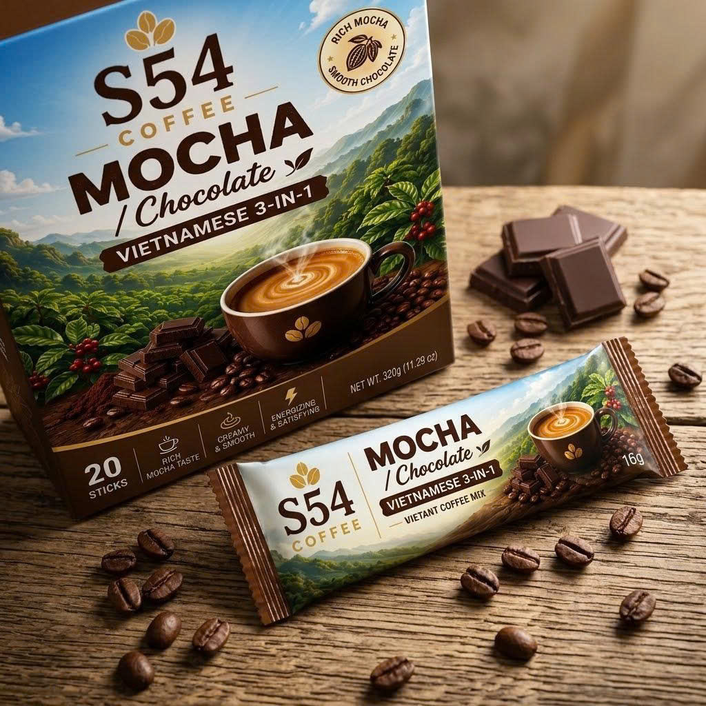 S54 VIETNAMESE MOCHA 3-IN-1 INSTANT COFFEE 20 SACHETS – CAFFEINATED PREMIUM BLEND 3