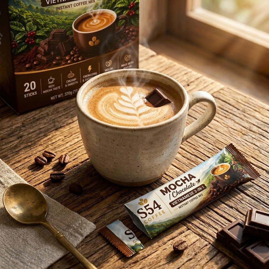 S54 VIETNAMESE MOCHA 3-IN-1 INSTANT COFFEE 20 SACHETS – CAFFEINATED PREMIUM BLEND 4