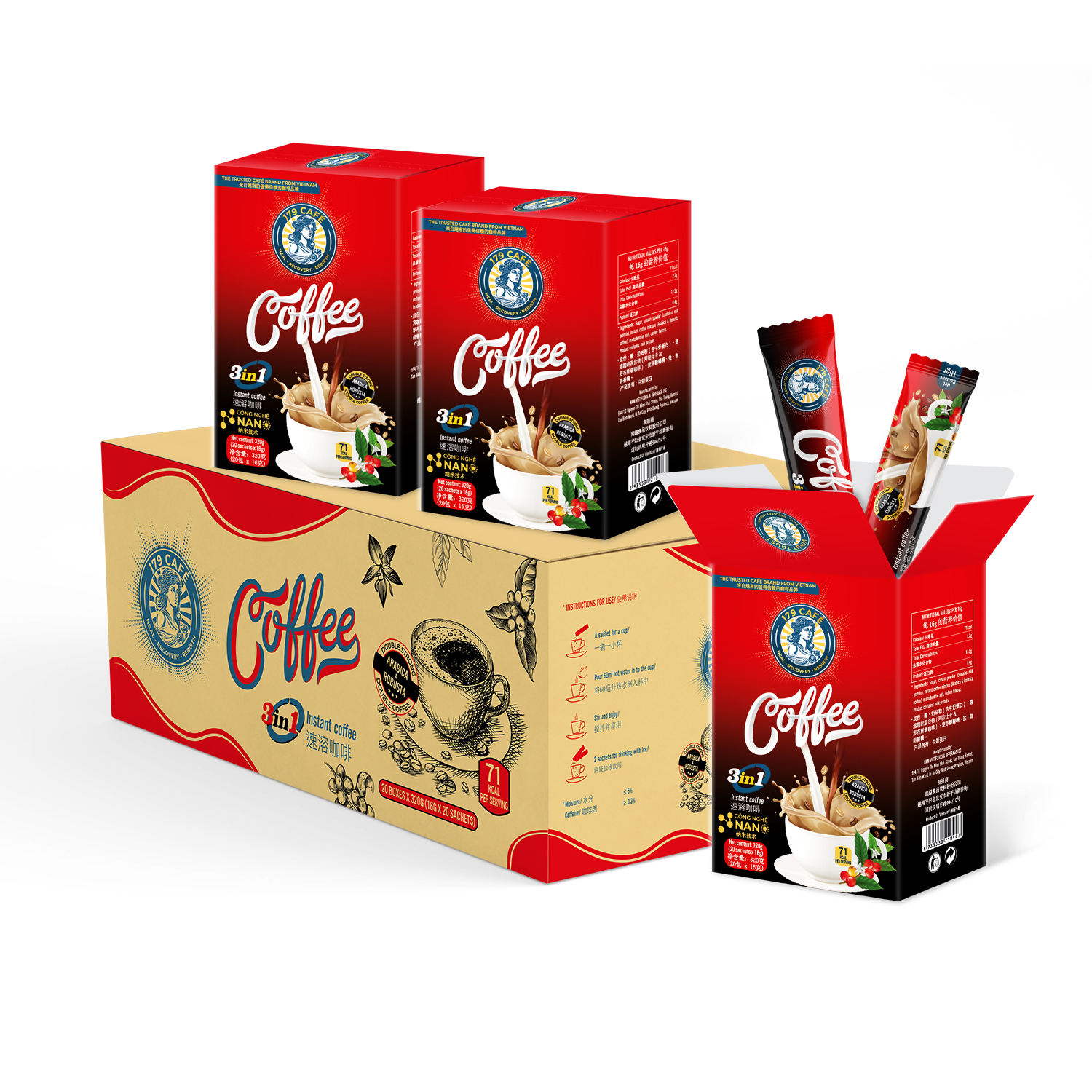 179 CAFÉ 3-IN-1 INSTANT COFFEE 320G – VIETNAM | ARABICA & ROBUSTA NANO TECHNOLOGY