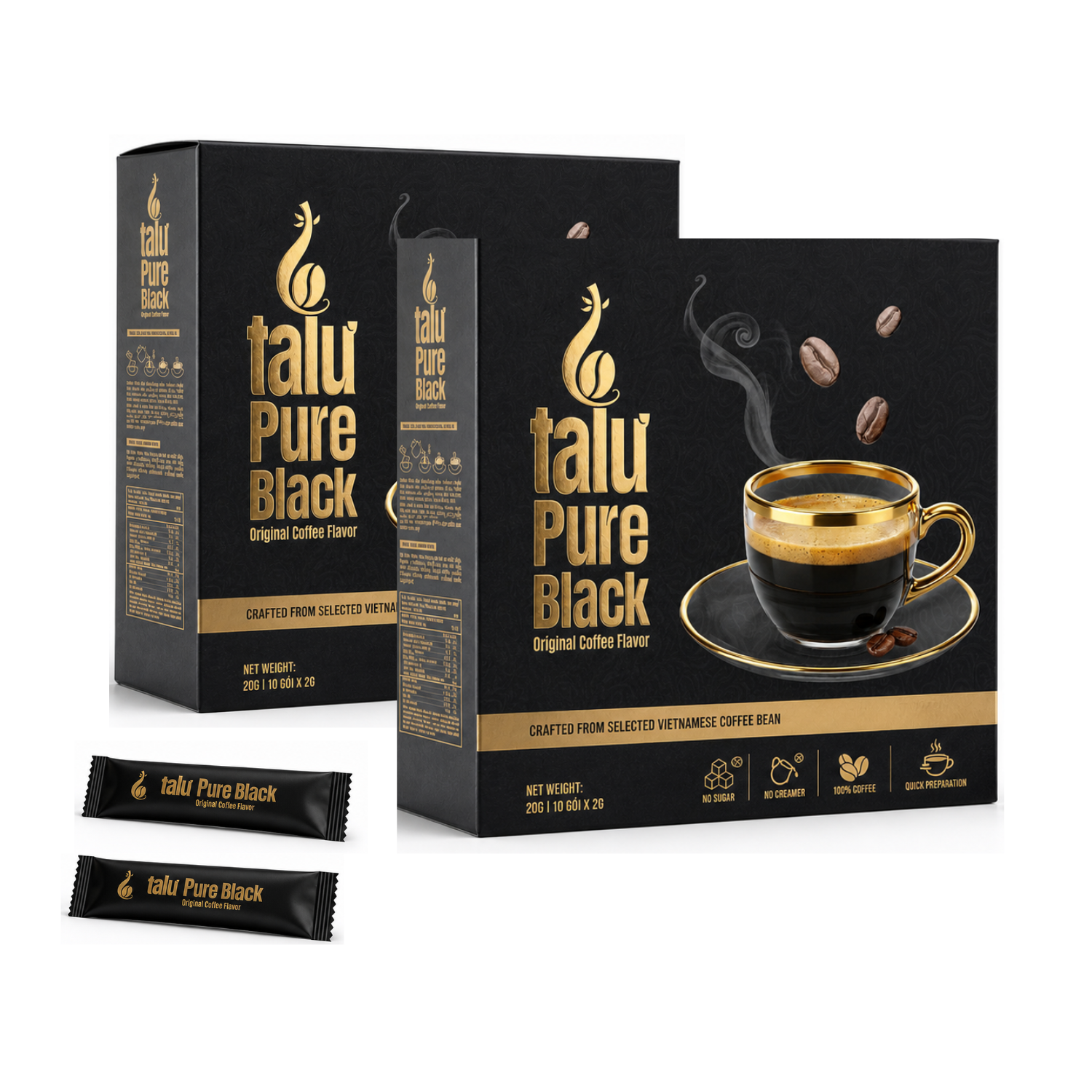 PURE BLACK VIETNAMESE INSTANT COFFEE 40G – 20 × 2G SACHETS | OEM/ODM PRIVATE LABEL 2