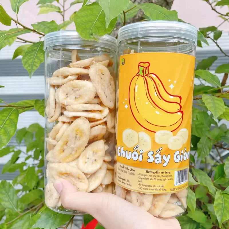 PREMIUM VIETNAMESE CRISPY DRIED BANANA 300G – GRADE 1 | PET JAR PACKAGING