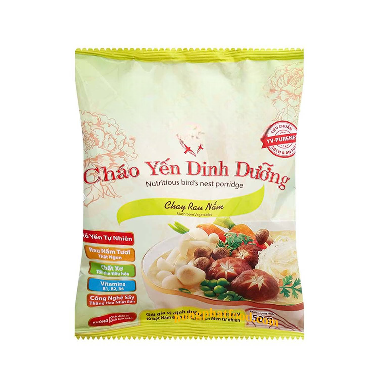 PREMIUM VIETNAMESE INSTANT VEGETABLE MUSHROOM PORRIDGE – 50G × 30 BAGS | VEGETARIAN | QUICK PREPARATION