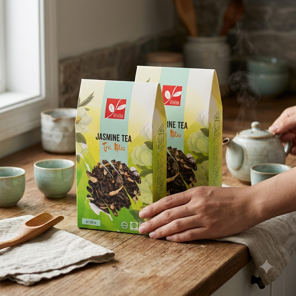 PREMIUM VIETNAMESE JASMINE GREEN TEA – 150G LOOSE-LEAF BLEND – OEM PRIVATE LABEL EXPORT