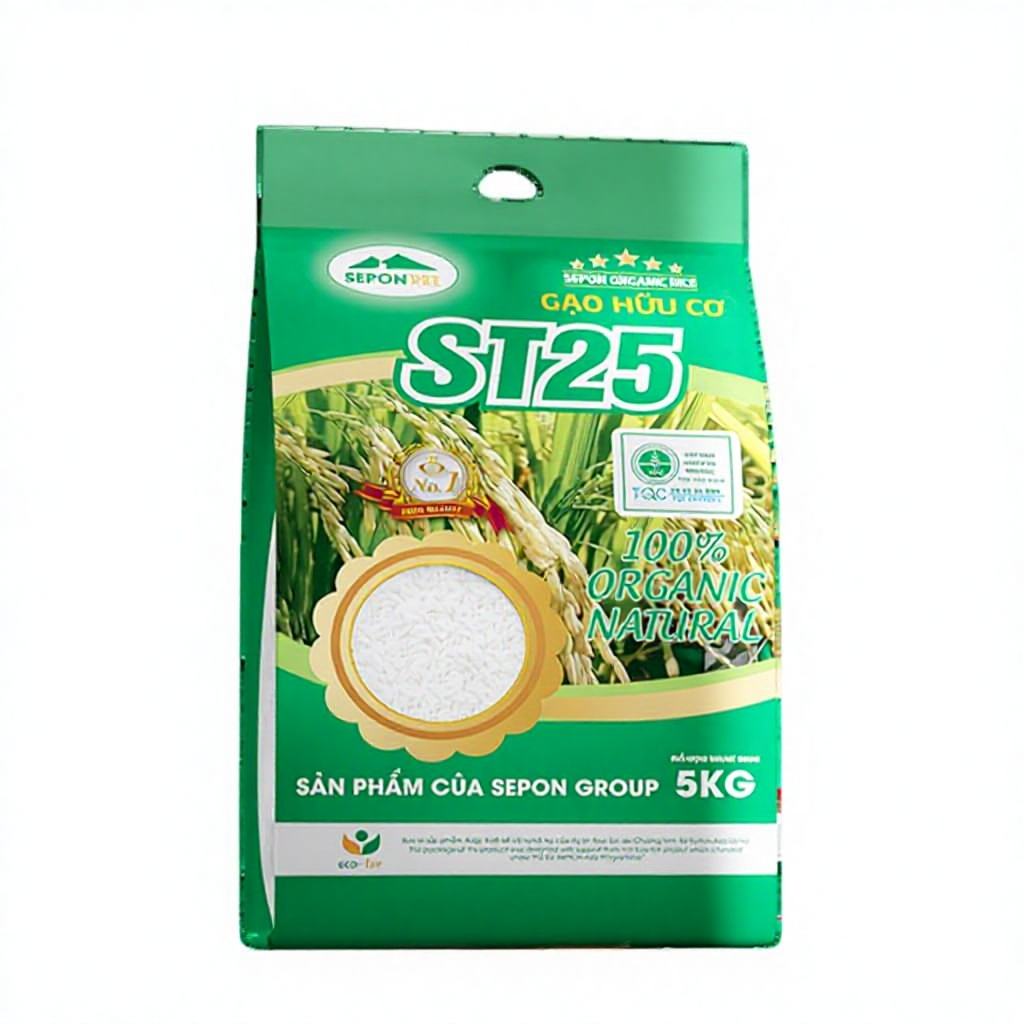SEpon ST25 ORGANIC FRAGRANT WHITE RICE FROM QUANG TRI, VIETNAM – 5KG BAG FOR EXPORT