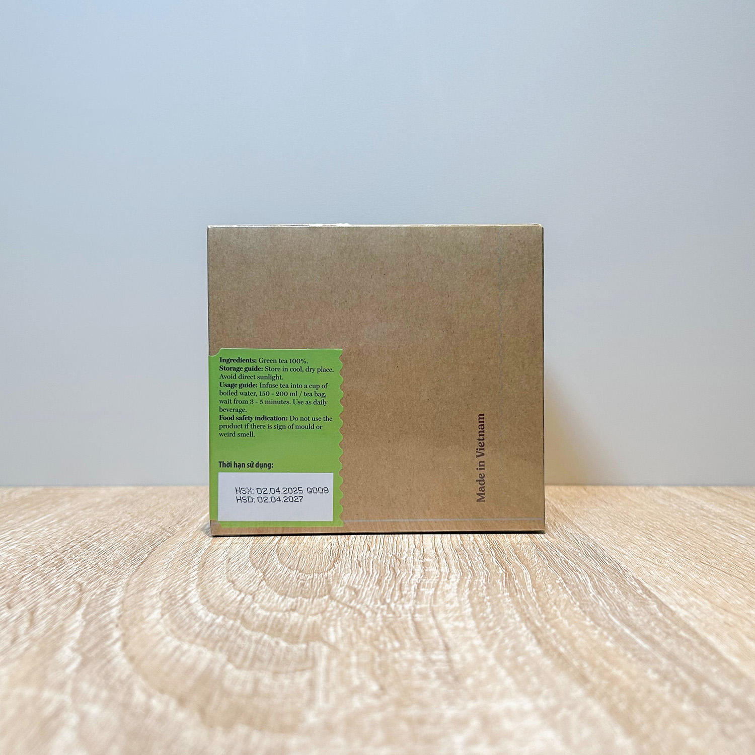 PREMIUM VIETNAMESE GREEN TEA BAGS FOR EXPORT – 25 TEA BAGS PER KRAFT PAPER BOX, ISO 22000 & HACCP, PALLET MOQ 3