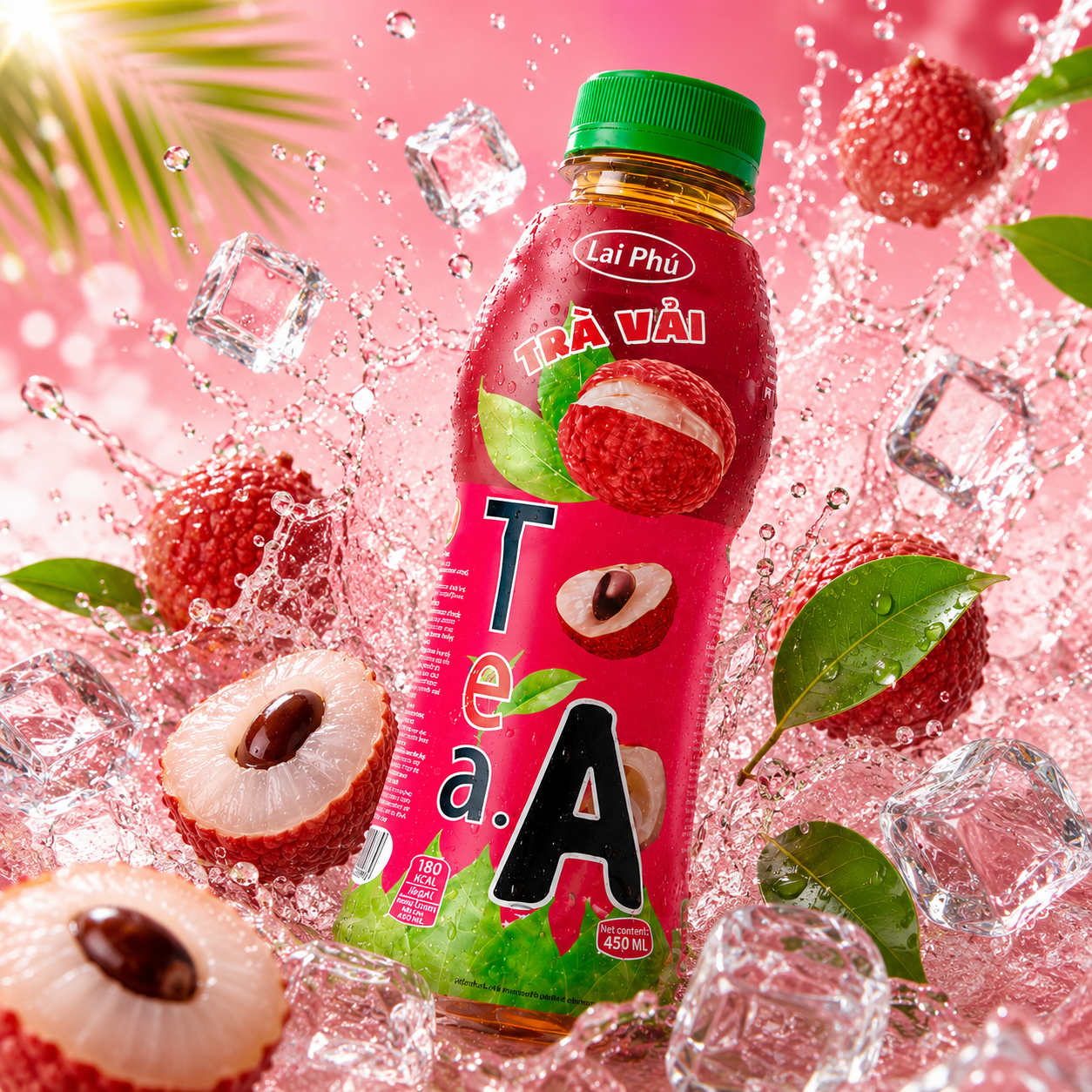 PREMIUM VIETNAMESE LYCHEE-FLAVORED GREEN TEA 450ML FOR EXPORT – PRESERVATIVE-FREE CLAIM, HALAL, OEM/ODM & PRIVATE LABEL
