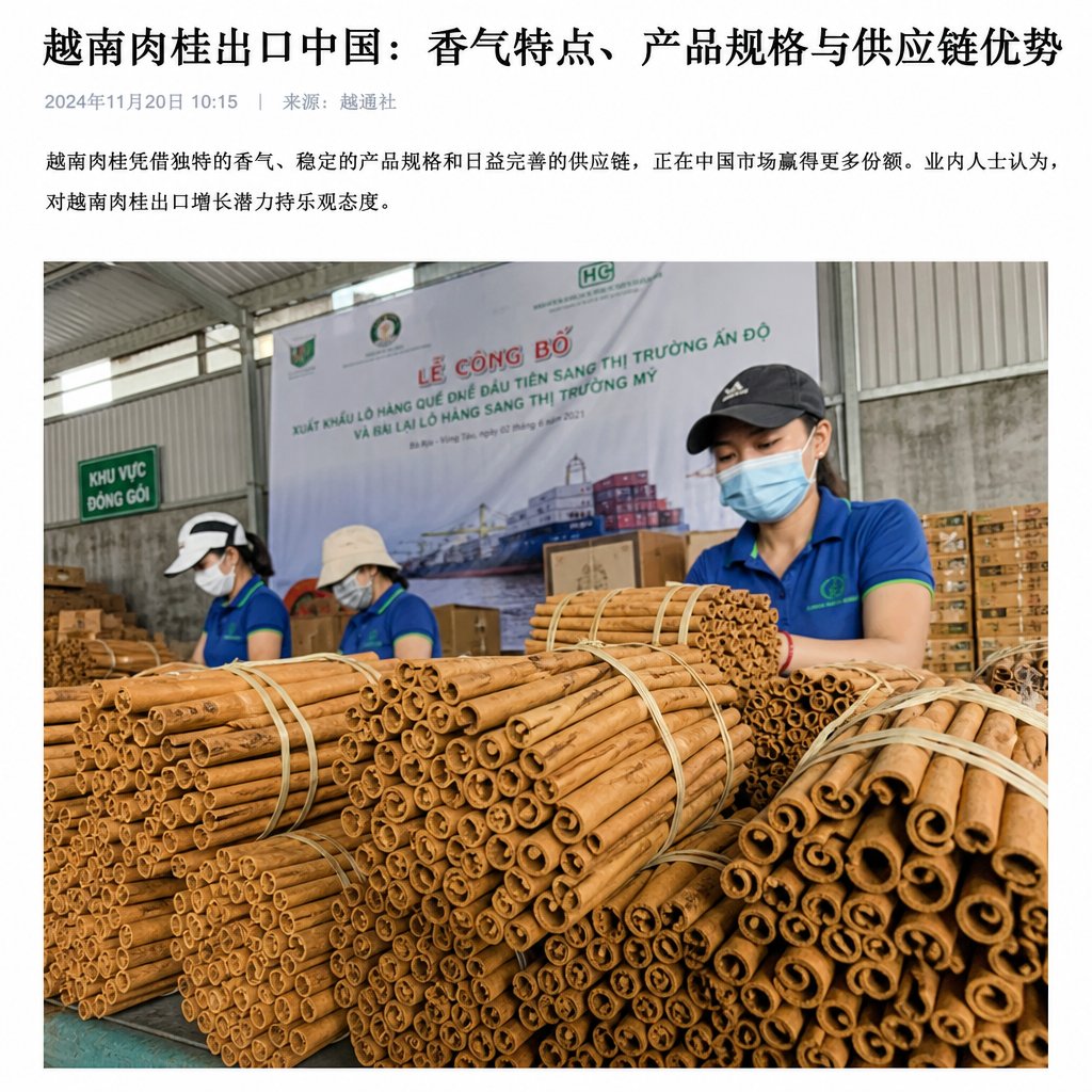 越南肉桂出口中国：香气特点、产品规格与供应链优势