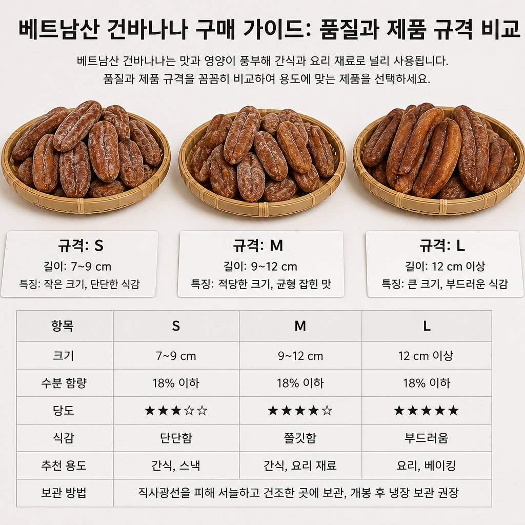 베트남산 건바나나 구매 가이드: 품질과 제품 규격 비교