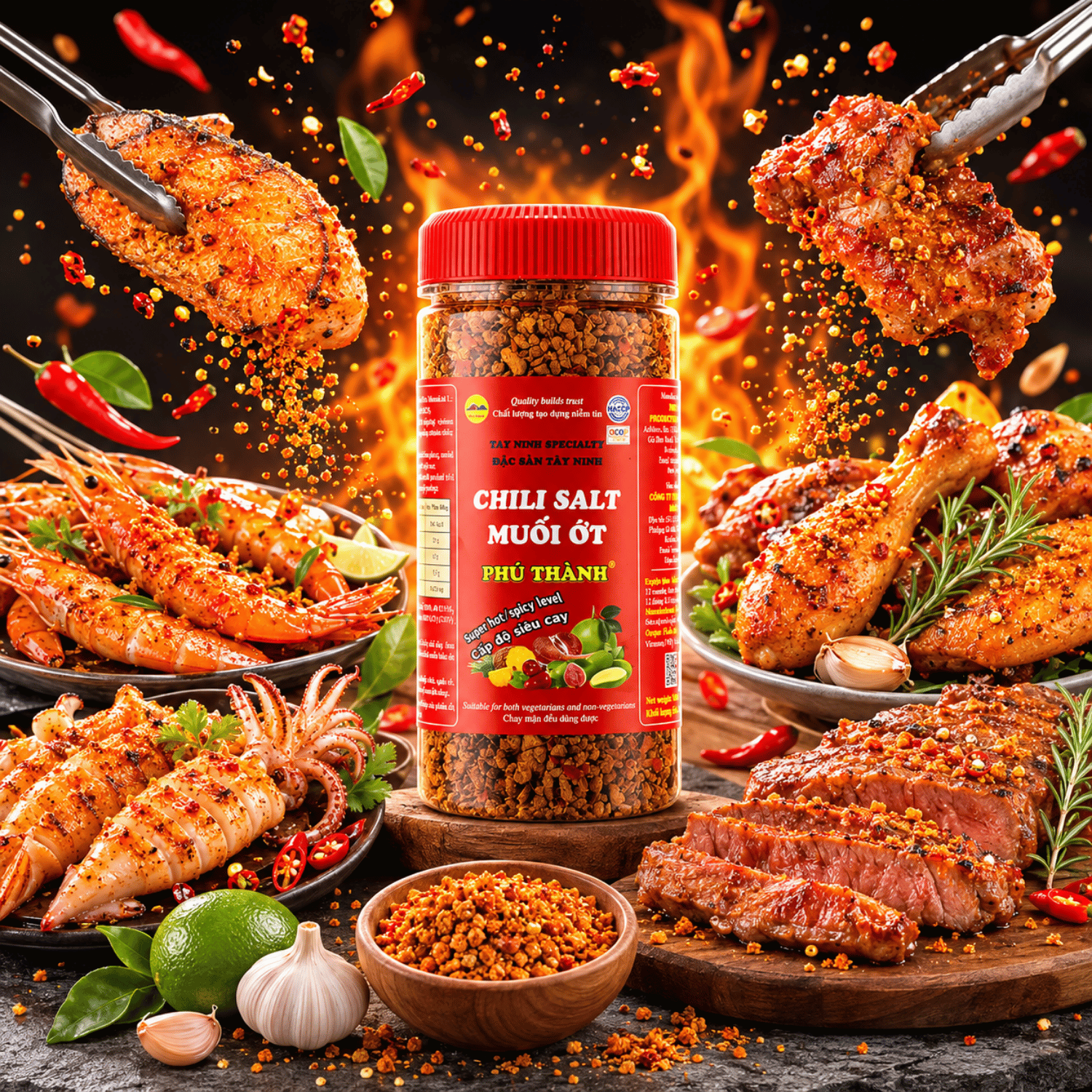 VIETNAMESE EXTRA HOT DRIED CHILI POWDER WITH SEA SALT – CHAAT MASALA-STYLE FOOD TOPPING FOR EXPORT 3