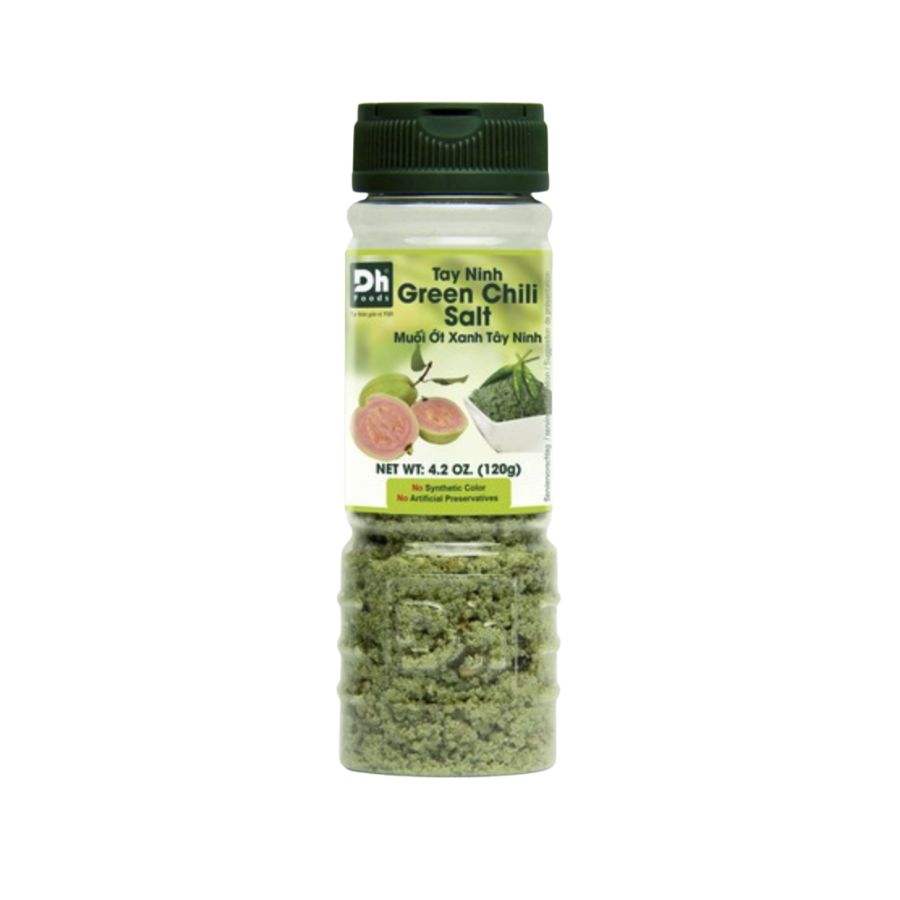 TAY NINH VIETNAMESE GREEN CHILI SALT 120G X 24 JARS – SPICY FRUIT DIPPING SEASONING FOR EXPORT