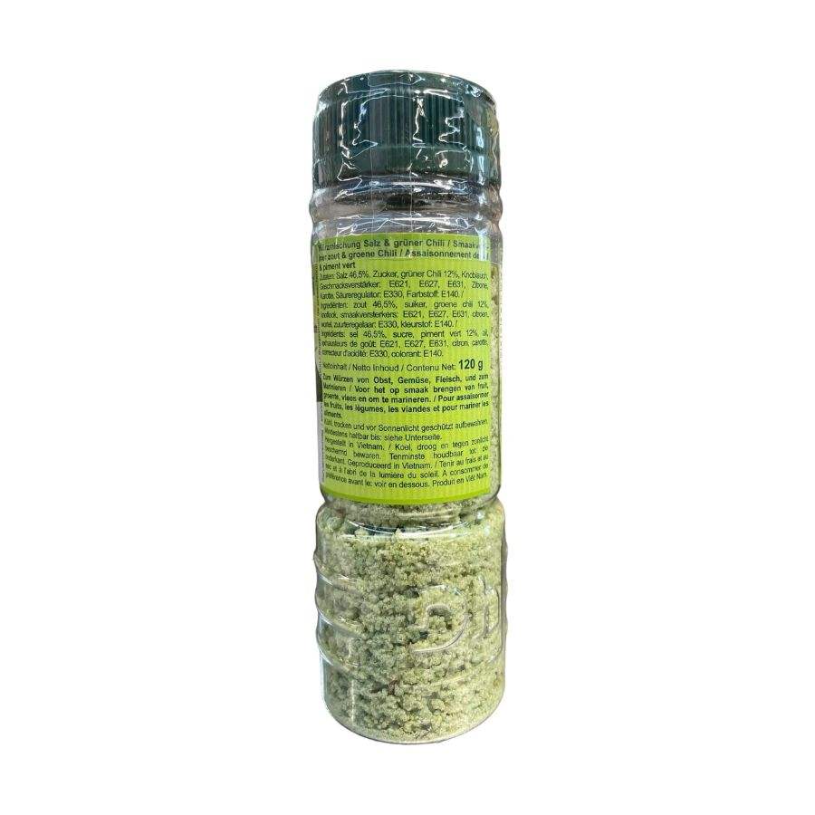 TAY NINH VIETNAMESE GREEN CHILI SALT 120G X 24 JARS – SPICY FRUIT DIPPING SEASONING FOR EXPORT 2