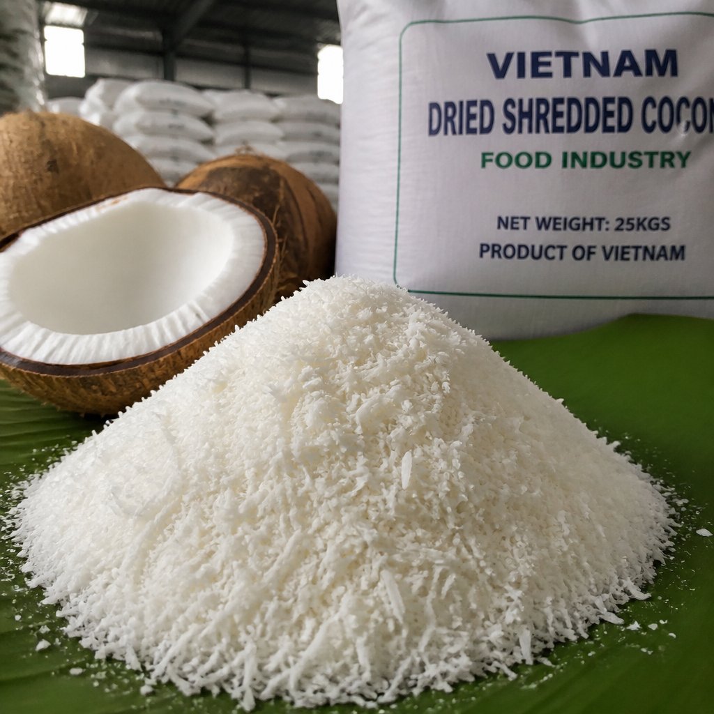 Noix de coco râpée séchée du Vietnam : fournisseur pour l’industrie alimentaire