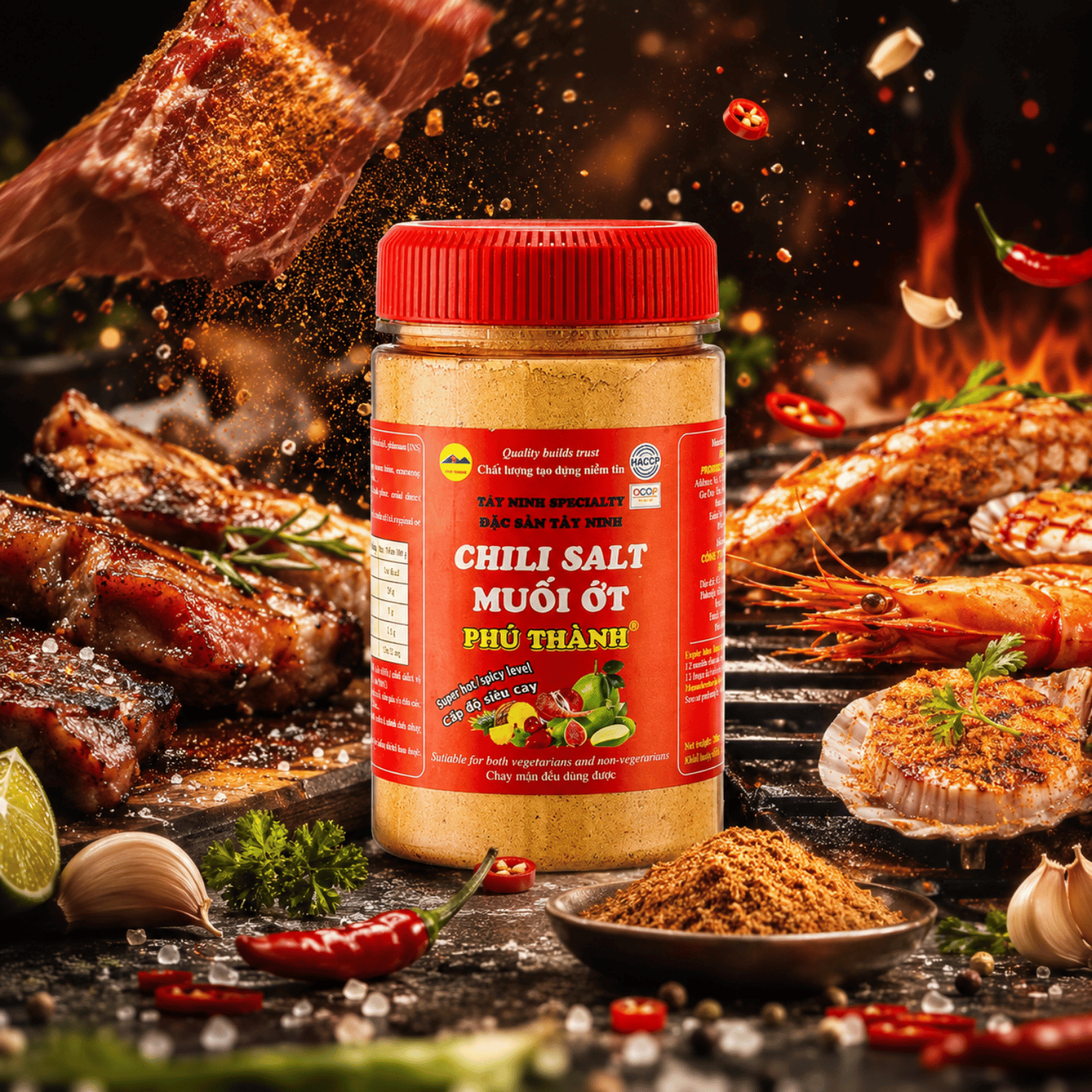 VIETNAMESE ROASTED CHILI SALT FOR EXPORT – 100% NATURAL SAVORY VEGAN SNACK SEASONING