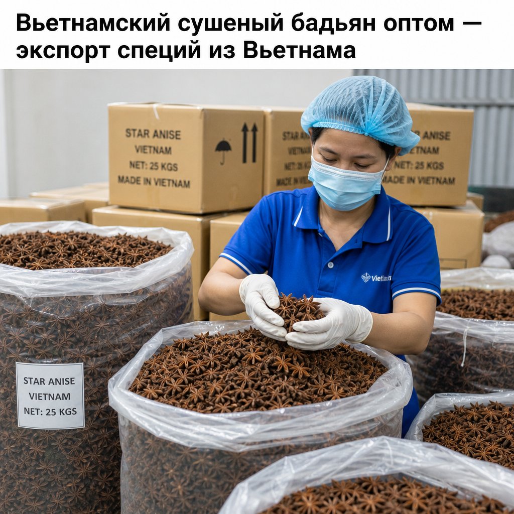Вьетнамский сушеный бадьян оптом — экспорт специй из Вьетнама