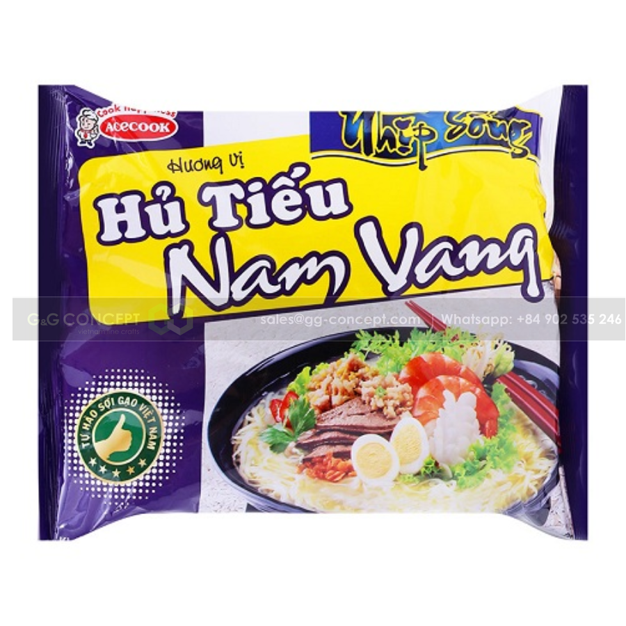 VIETNAMESE PHNOM PENH-STYLE INSTANT RICE NOODLES – SOUP FLAVOR, POUCH PACKAGING FOR EXPORT