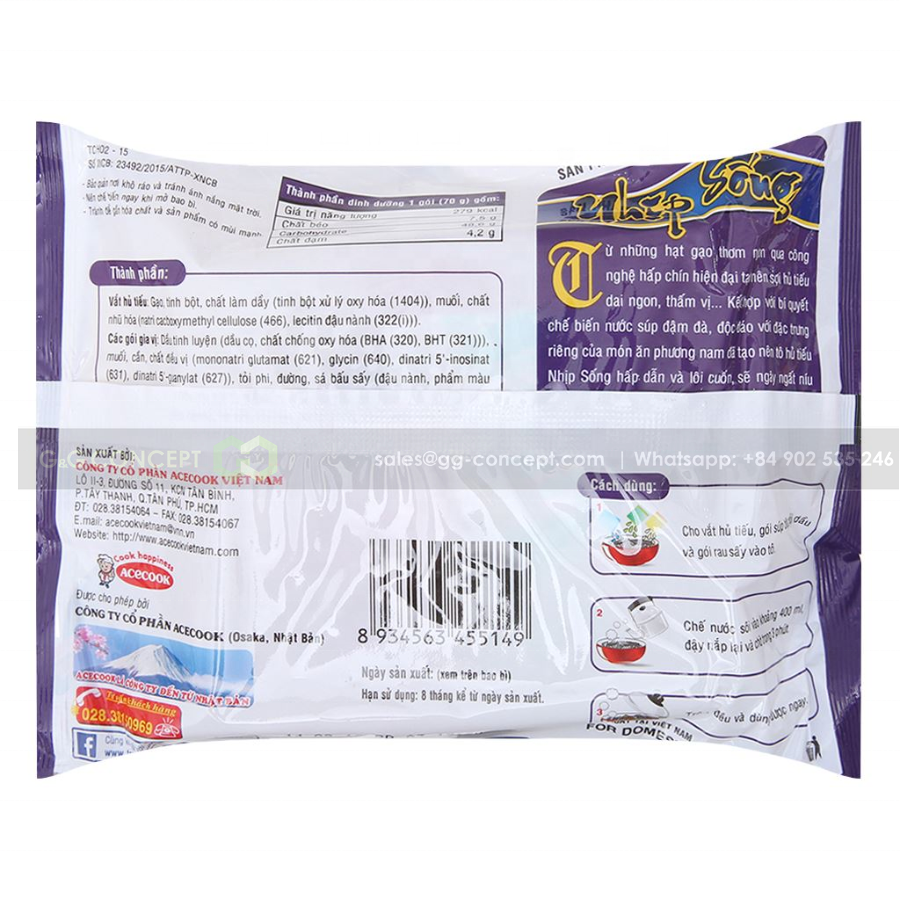 VIETNAMESE PHNOM PENH-STYLE INSTANT RICE NOODLES – SOUP FLAVOR, POUCH PACKAGING FOR EXPORT 2