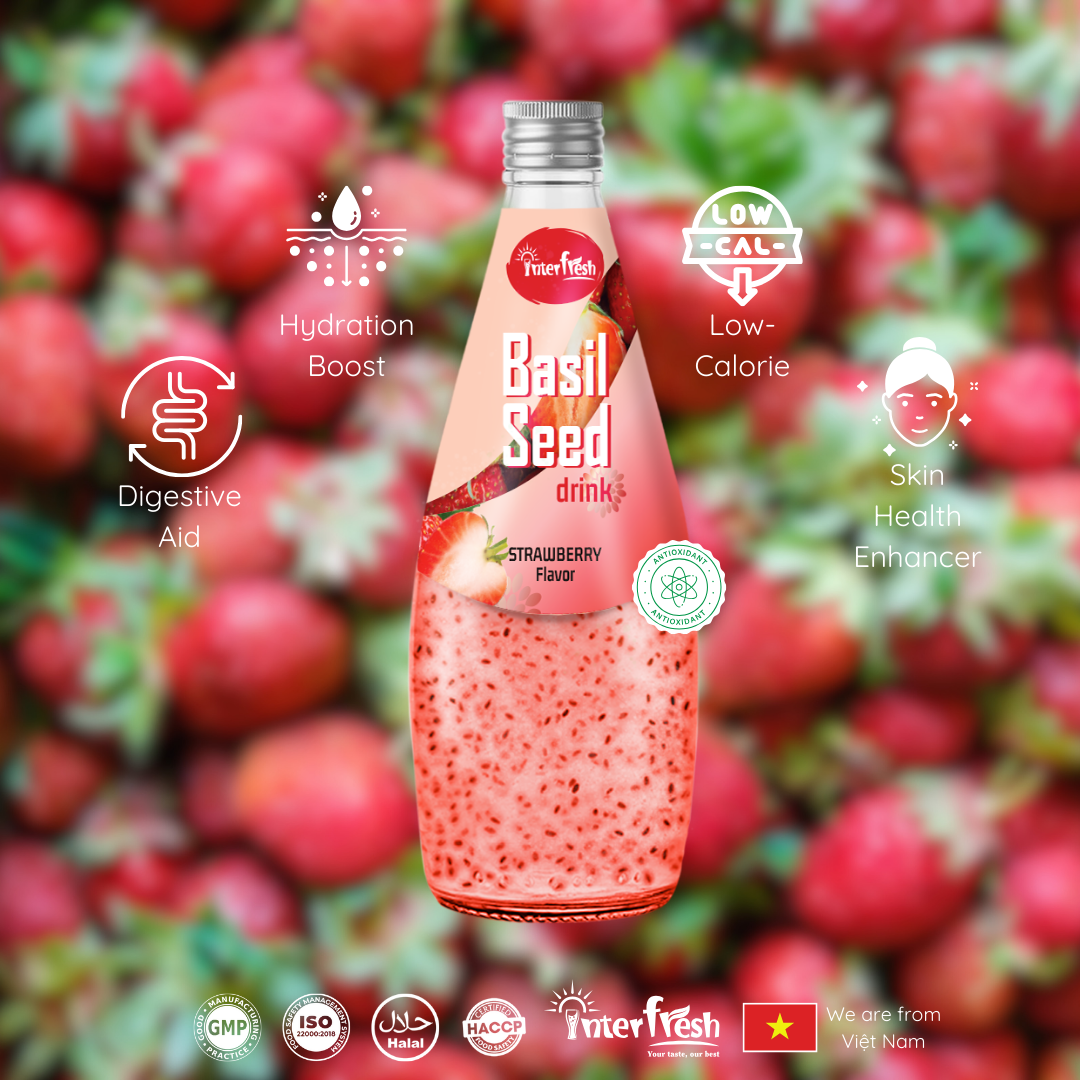 PREMIUM VIETNAMESE STRAWBERRY CHIA SEED JUICE 290ML – OEM BEVERAGE MANUFACTURING FOR USA, CANADA, NETHERLANDS & POLAND 2