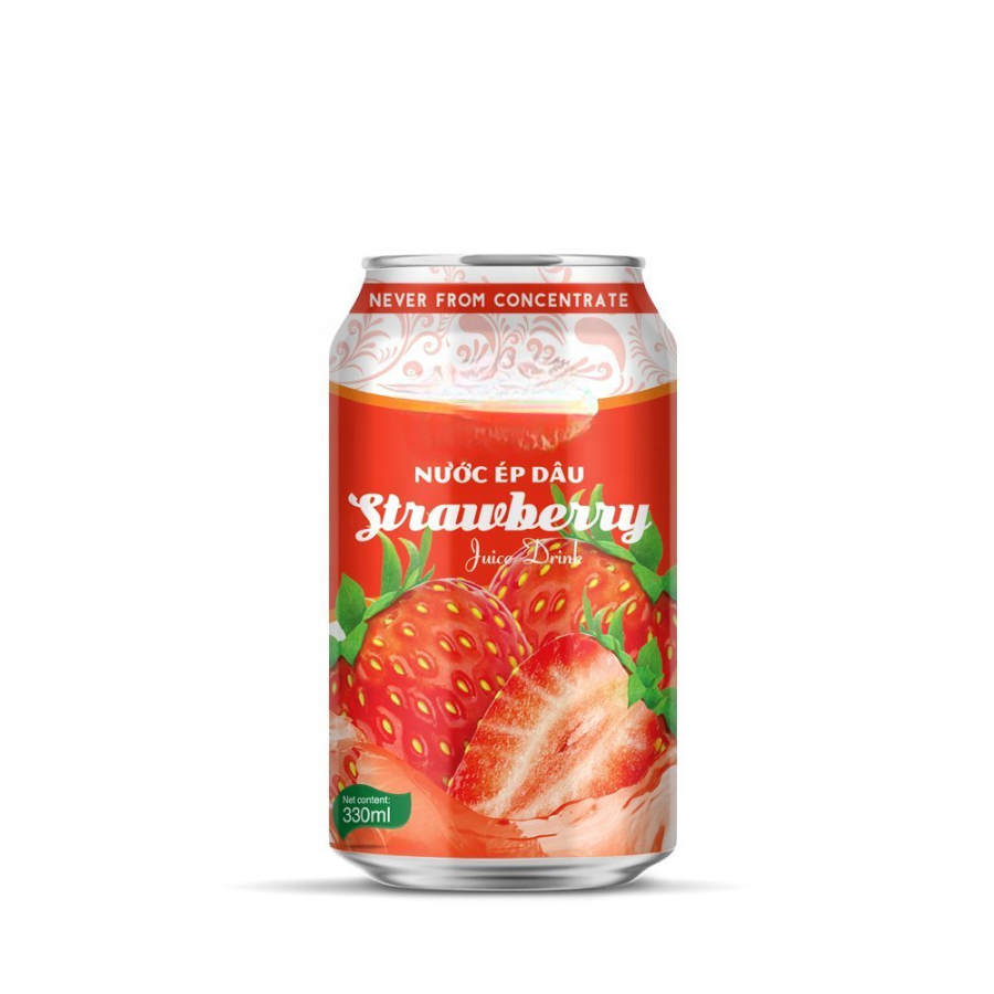 PREMIUM VIETNAMESE STRAWBERRY PUREE DRINK 330ML CAN – 30% STRAWBERRY CONTENT FOR WHOLESALE EXPORT