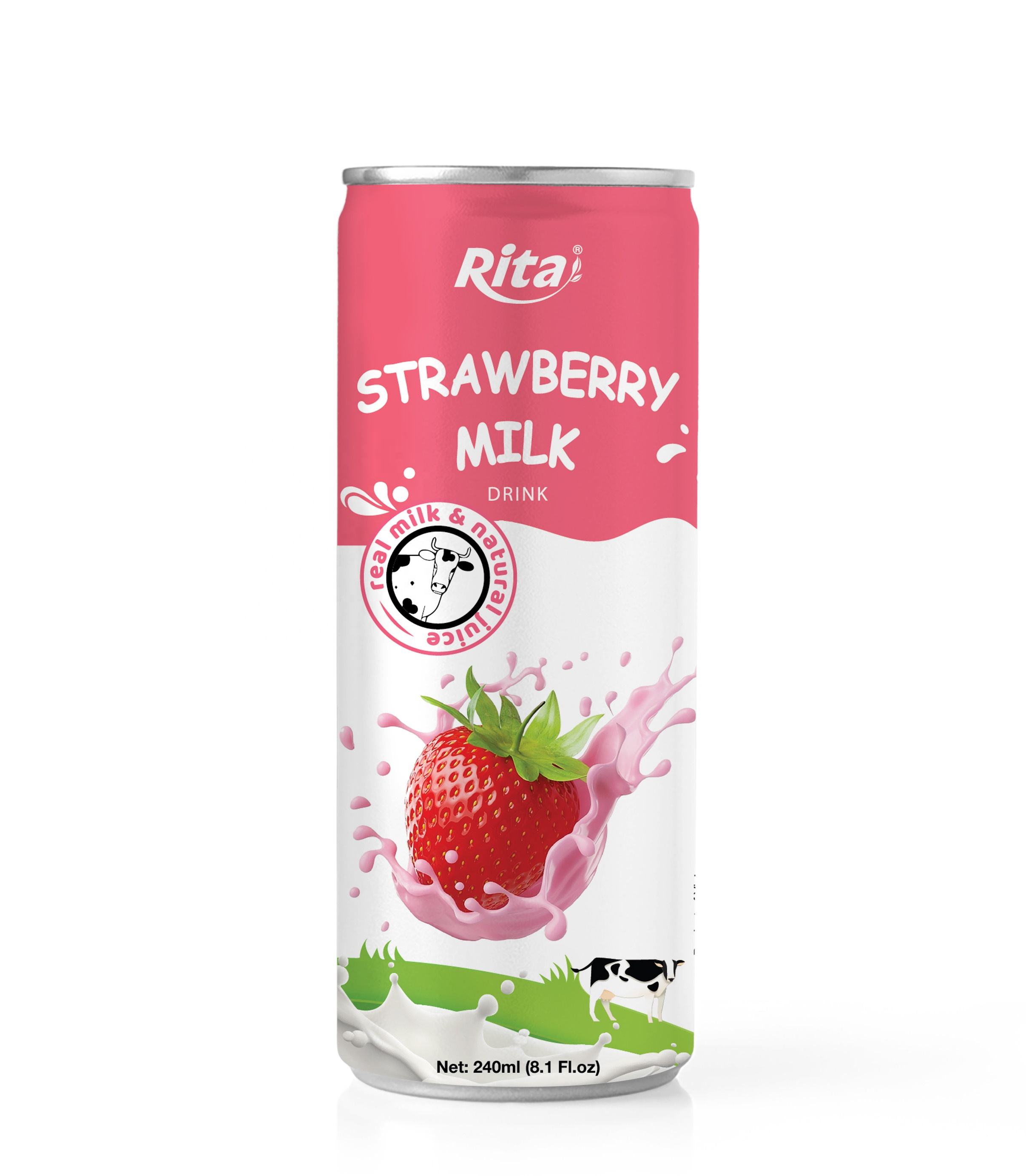 PREMIUM VIETNAMESE STRAWBERRY MILK DRINK 240ML – ALUMINUM CAN OEM/ODM MANUFACTURING AND WHOLESALE EXPORT